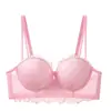 Conjunto de Lingerie de Renda Francesa para Mulheres com Seios Pequenos Push-up Suporte Sem Fio Coleta Lateral dos Seios Peito Plano Especial Sexy Puro Desejo Conjunto de Sutiã e Calcinha