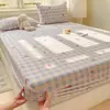 2025 Nova Moda Estampada Roupa de Cama Conjunto de Três Peças Algodão Lavado Amigo da Pele Colcha Fronha Cama de Dormitório de Estudante Solteiro Roupa de Cama