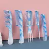 Peine de 5 piezas para el cabello transfronterizo, plástico no rompible para uso doméstico, para cabello largo, cabello grueso, permanente, cabeza de aceite puntiaguda, juego de peines