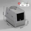Caixa de Areia para Gatos Totalmente Fechada Anti-Odor de Aço Inoxidável Extra Grande Anti-Salpicos Vaso Sanitário para Filhotes e Gatos Grandes com Tampa Removível