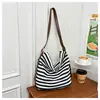 Comercio Exterior Transfronterizo Estilo Coreano Rayas Lona Casual Moda Viaje Dulce Artístico Chic Cubo Hombro Único Bandolera Bolso