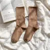 Meias até o meio da panturrilha para mulheres, outono e inverno, Maillard, cor sólida, meias largas, casual japonês, versátil, algodão, meias longas, meias largas