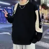 Sudadera de cuello redondo para primavera y otoño, manga caída, prenda única, juvenil, talla grande, para hombre, moderna, camiseta de manga larga, versátil, negra