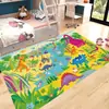 Alfombra de Dinosaurio de Dibujos Animados de Terciopelo de Cristal, Linda Alfombra para Gatear para Habitación Infantil y Dormitorio, Alfombra de Piso Antideslizante y Resistente a Manchas para Sala de Estar y Mesita de Noche