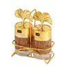 Garrafa de Tempero Folha de Ginkgo Garrafa de Condimento de Vidro Utensílios de Cozinha Pote de Tempero Conjunto de Potes de Armazenamento de Tempero MSG Venda por Atacado