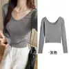 Camiseta Básica Negra de Cuello Redondo, Manga Larga, para Mujer, Nueva de Principios de Otoño 2025, Ajustada, Efecto Adelgazante, Camiseta Interior Superior
