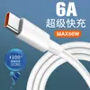 Cable de datos 6A de carga súper rápida tipo C para Huawei, cable de carga con núcleo de goma naranja USB, carga flash TPE