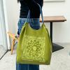 2026 Nuevo Bolso de Hombro Bordado Estilo Cadena de Bolas de Cuero, Gran Capacidad, Versátil, de Alta Calidad para Mujer