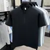 Camiseta Deportiva de Verano para Hombre con Cuello de Cremallera, Manga Corta, Transpirable, que Absorbe la Humedad, Estilo Nuevo, Informal para Edad Media, Manga Media, Venta al por Mayor