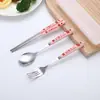 Juego de Cubiertos de Acero Inoxidable Regalo para Estudiante Viaje Portátil Tenedor Palillos Cuchara Aspecto Elegante Juego de Tres Piezas Venta al por Mayor