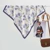 Lenço Feminino Versátil de Seda Imitada Estilo Pastoral para Primavera e Verão, Lenço Quadrado Pequeno, Elegante e Sofisticado, Lenço Combinando, Protetor de Pescoço e Cachecol