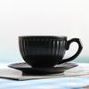 Taza vintage vintage Taza de café de cerámica cruda estilo japonés Juego de taza y platillo de café para té de la tarde de cerámica estilo europeo