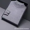 Suéter de Lana de Cuello Alto para Hombre para Exportación, Tejido Suave y Cálido, Color Sólido, Ajuste Delgado, Suéter Básico, Moderno