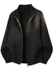 Cárdigan de Punto con Doble Cremallera para Hombre Cuello Alto Color Sólido Casual Versátil Chaqueta Suéter Fina Otoño e Invierno Nuevo Suéter