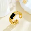 Anillo Minimalista de Acero Titanio con Goteo de Aceite para Mujer, Estilo Ins de Moda Europea y Americana, Anillo Geométrico Irregular de Acero Inoxidable Chapado en Oro de 18K Tendencia