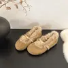 Pantuflas retro estilo Old Money con forro de felpa tipo Birkenstock para mujer, 2026, superficie suave, forro de felpa, antideslizantes, suela plana, versátiles para usar en exteriores, zapatos de algodón