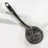 Cepillo para lavar ollas de mango largo de fábrica, bola de alambre de acero, doméstico de cocina, no suelta alambre de seda, limpia fregadero, estufa, cepillo de limpieza