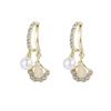 Pendientes de Perla Francesa de Albaricoque Sansheng Moda Elegante Versátil Hoja de Ginkgo Hebilla para la Oreja Lujo Ligero Accesorios para la Oreja de Alta Gama
