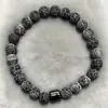 Pulsera de cuentas transfronteriza piedra de pino blanco amazónico piedra negra piedra ojo de tigre piedra volcánica piedra mapa 8mm Pulsera Hombres