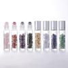 Frasco Roller Ball de Jade 10ml, Frasco de Cristal com Pedra Moída Natural, Frasco Roller de Vidro, Frasco para Óleo Essencial de Pedra Semi-Preciosa, Frasco de Energia, Recarregável