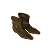 Botines para Mujer Estilo Coreano Gamuza Aumento Interno de Altura Botas Sencillas Moda Francesa Otoño Invierno Punta Cuadrada Temporada del Primer Encuentro Hebilla de Cinturón Adelgazantes