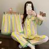 Yunduo Algodón Nuevo Lindo Pijama para Mujer 2026 Verano Delgado Manga Corta Conjunto de Tres Piezas Dibujos Animados Pony Ropa de Casa Disparo Real