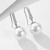 Brincos de pérolas de diamante de prata esterlina 925 para mulheres europeias e americanas, leves, luxuosas, clássicas, simples e elegantes, com contas de diamante, joias