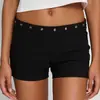 Pantalones Cortos Sexy de Estilo Gótico, Modernos y Sencillos para Mujer con Decoración de Remaches, Pantalones Cortos Casuales para Verano, Estilo Retro Ins de Calle