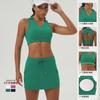 Falda de Tenis Nueva Transfronteriza Traje Deportivo de Ocio Ropa de Yoga Naked Sujetador Push-up a Prueba de Golpes Set de Dos Piezas para Fitness