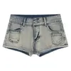 Shorts de mezclilla de cintura alta talla grande para mujer, estilo de verano delgado, diseño ultracorto, modernos y elegantes, shorts ajustados de pierna ancha línea A