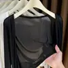 Jaqueta feminina com proteção solar, cardigã fino, combinado com um xale de renda na cor damasco, adequado para o verão com um vestido regata, saída de praia curta