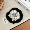 Scrunchie Quadrado Floral Preto para Mulheres, Prendedor de Cabelo Grande de Alta Qualidade para Rabo de Cavalo Baixo Acessório de Cabelo