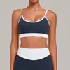 Bra de Yoga con Bloques de Color Arena Otoño y Costuras, Sensación de Alta Gama, Espalda Hermosa en Forma de U, Ropa Interior Deportiva para Correr, Fitness y Yoga 6211