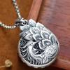 Colgante de pavo real vintage de doble cara de plata pura 999 cadena de suéter para mujer collar largo de plata esterlina colgante colgante de plata esterlina