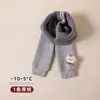 Calça comprida de fleece forrada e espessa para meninas, outono e inverno, calça legging de algodão com listras verticais e desenho animado, comprimento de nove pontos, espessa