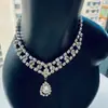 Colar Europeu e Americano de Franjas com Strass de Alta Resistência, Acessório Luxuoso para Vestido, Item Popular de Venda Transfronteiriça, Vários Estilos de Colares de Strass para Mulheres