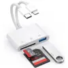 Leitor de Cartão de Celular Tipo-C com Cabo Duplo Lightning Transfronteiriço para Ler Cartões SD, Câmera, TF e Pen Drives USB