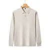 Camisa Polo Longa de Veludo Fino e Amigável à Pele com Gola Lapela, Camisa Polo de Luxo Personalizada com Impressão de Logotipo de Grupo Corporativo