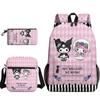 3D Novo Produto Estampado Periférico Sanrio Kuromi Kuromi Mochila Bolsa Escolar Estojo para Lápis Bolsa de Ombro Conjunto de Três Peças