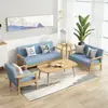 Conjunto de sofá de madera maciza con mesa de centro, alquiler de silla de oficina para tres personas, moderna y sencilla, para apartamento pequeño, sala de estar y oficina