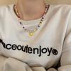 Moda nueva colorida amor grava cadena clavícula femenina verano dulce cool chica hot nicho diseño collar collar que combina con todo