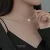 Collar Cuadrado Geométrico de Plata de Ley S925 para Mujer Diseño Sencillo Lujo Accesible Lujoso Accesible Colgante Elegante Cadena para la Clavícula Dropshipping