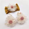 Conjunto de Faixa de Cabelo Antiderrapante para Bebê Protetor de Fontanela Faixa de Cabeça 0-1 Ano Acessórios de Cabelo de Bebê Flor Grande de Chiffon Fofo