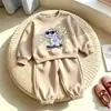 Conjunto de Moda Coreana para Niños de Primavera y Otoño Sudadera de Manga Larga y Pantalones Jogger con Dibujos Animados de Dinosaurio de Moda Conjunto Elegante de Dos Piezas
