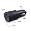 Pequeño cargador de coche de acero de 40 W con doble PD, cargador rápido para coche de doble puerto tipo C con luz y encendedor de cigarrillos