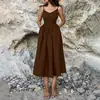 Vestido Nuevo de Moda para Mujer Transfronterizo Europeo y Americano Verano 2026: Elegante, Versátil, Color Sólido, Sin Mangas y Ceñido a la Cintura