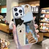 Funda de Teléfono Estilo Coreano Dibujo Animado Gato Hembra Linda para iPhone 18 Pro Max con Espejo de Maquillaje Cubierta Protectora