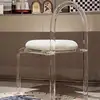 Cadeira de Maquiagem de Luxo Moderna Acessível Personalizada, Cadeira Transparente de Acrílico, Cadeira de Cristal Escandinava, Cadeira de Jantar Normcore, Banqueta para Penteadeira