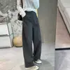 Pantalones de pierna ancha adelgazantes de cintura alta con sensación de lujo de alta gama, pantalones rectos casuales de algodón