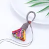 Llavero con Colgante de Borla de Algodón Estilo Tíbet y Anillo de Nudo Vajra, Colgante de Cuerda de Cinco Colores, Adorno Pequeño Hecho a Mano para Bricolaje